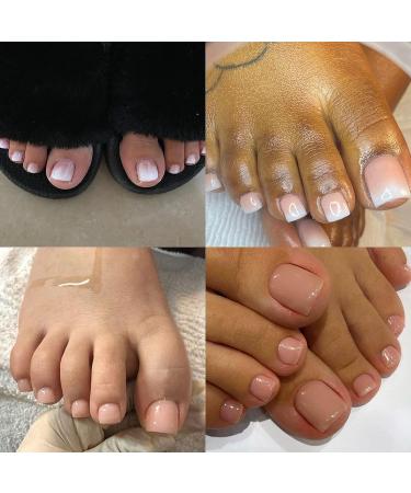 YOSOMK 72PCS French Tip Press on Toenails (3 Boxes) - Short Square Glossy Ombre Fake Toe Nails for Women - Buy Online on GoSupps.com