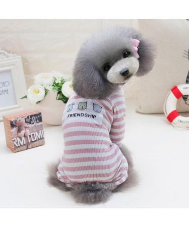 Zunea Striped Pajamas for Small Dogs - Cozy Cotton Puppy Sweatshirts & Autumn Outfits | Size L Pink - Buy Online on GoSupps.com