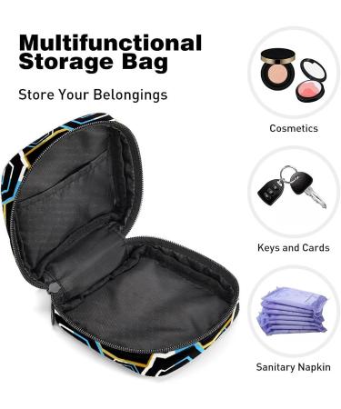 Geometric Hexagonal Rhombus Sanitary Napkin Storage Bag - Portable Period Pouch for Women & Girls - 1Pcs Multi-colored - Buy Online on GoSupps.com