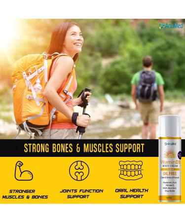 AnuMed Vitamin D3 10 000 IU Oil-Free Cream with Magnesium + Hyaluronic Acid Vitamin E. Moisturizing Cream for Dry Skin. Non-Greasy Non-GMO 100% Vegan Gluten-Free (3oz) - Buy Online on GoSupps.com