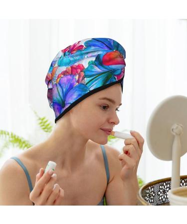 Hair Towel Wrap - Quick Drying Towel Turban with Button | Bright Flowers Design for Effortless Hair Drying - Buy Online on GoSupps.com