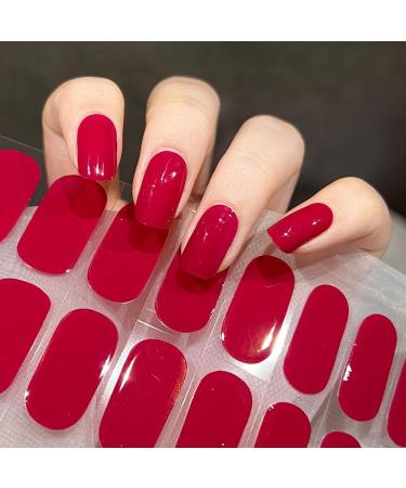 Ceboic Half hardened UV Gel Strips 22 pieces of nail film Self-adhesive French gel nail polish sticker salon quality gel-nail foils UV hardening for women girls Christmas nail art decoration (red) - Buy Online on GoSupps.com