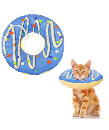 Halskruff cat adjustable cats donut cat collar soft anti-bite protective collar protective collar for kitten puppies pets after surgery and injuries (blue-s)