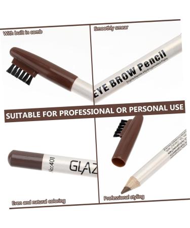 BIUDECO 12pcs Plastic Eyebrow Pencil Powder Eyebrow Pencils Wood Brow Pencil with Brush Coffee - Buy Online on GoSupps.com