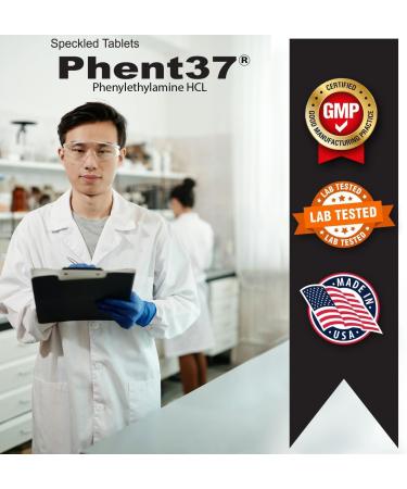 Phent37 (1 Bottle - 60 Speckled Tablets) - Advanced Phenylethylamine HCL Dietary Nutraceutical Premium Small White and Blue Tablets Boost Metabolism Weight Management for Men and Women - Buy Online on GoSupps.com