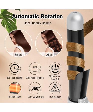 2024 Swagon 32mm Auto Hair Curling Wand | Professional Rotating Curler for All Hair Types | Fast Heating & Auto Off | Dual Voltage (Black - Buy Online on GoSupps.com