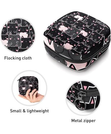 Sweet Black Cat Women's Floor Storage Bag | Portable Menstrual Cup & Tampon Holder for Teens | Multicolored Period Bag - Buy Online on GoSupps.com