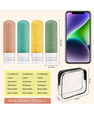 Brovamo Silicone Travel Bottles Set - 4 Leak-Proof 90ml Containers for Shampoo & Toiletries - Portable Travel Organizer - Warm Series Macaron Colors - Buy Online on GoSupps.com