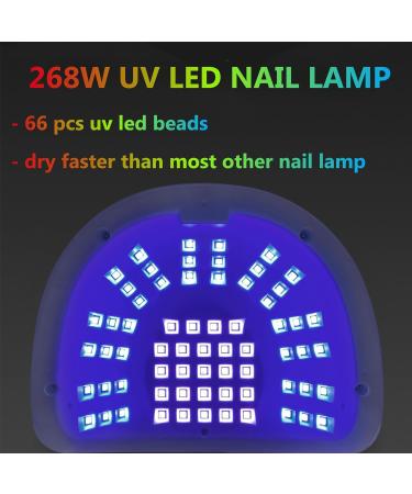 UV LED Nail Lamp 268W Fast Dryer Nail Curing Light with 66 LEDs Auto Sensor Portable Handle Nail Dryer 5 Timer Setting Larger Space - Buy Online on GoSupps.com