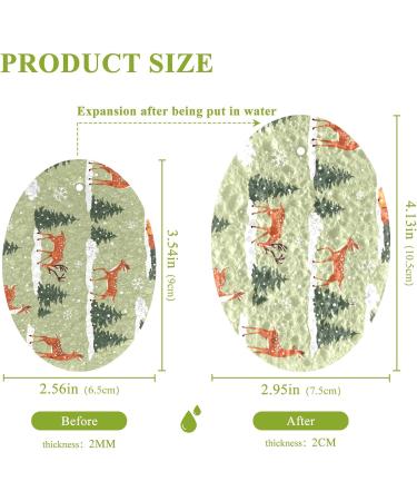 3-Pack Cleaning Kitchen Sponges Oval Plum Deer Tree Kitchen Cellulose Dishwashing Wood Pulp Cotton - Buy Online on GoSupps.com