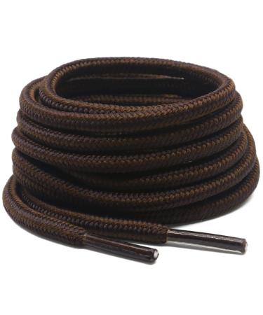 DELELE 2 Pair Round Boot Laces Outdoor Hiking Walking Shoelaces Rope Dual Coloured Striped Shoe Lace Work Shoe Strings 55"Inch (140CM) 07 Dark Brown Coffee
