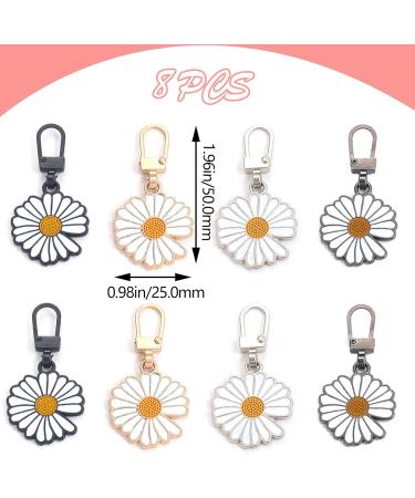DHER Zipper Pulls - 8 Pack Removable Metal Zipper Tabs (Daisy 4 Colors) | International Shipping Available - Buy Online on GoSupps.com