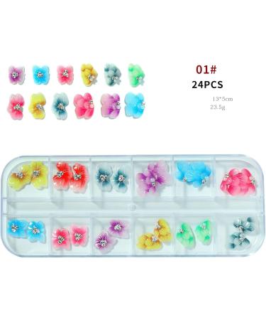 Charm for Manicure DIY Vintage Gradient Flower Rhinestone 5D Relief Nail Art Decoration(02) - Buy Online on GoSupps.com