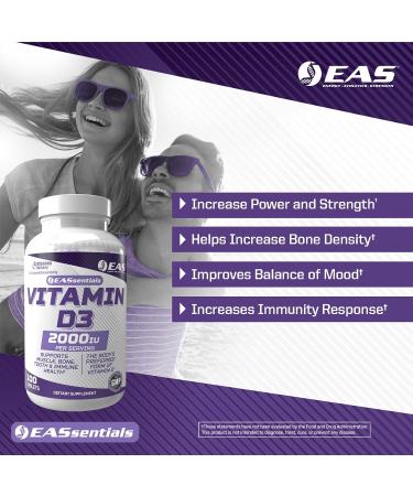 EAS Vitamin D3 2000 IU | Supports Muscle, Bone, Tooth, & Immune Health | Gluten Free, Non GMO | Better Absorption with Cyclosome Delivery | 100 Tablets - Buy Online on GoSupps.com