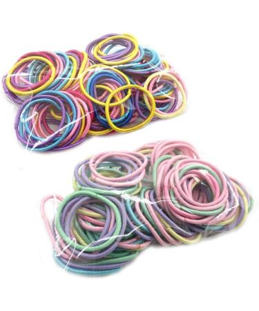 200pcs Multicolor Thin Ponytail Hair Ties 1" Diameter for Kids Toddlers