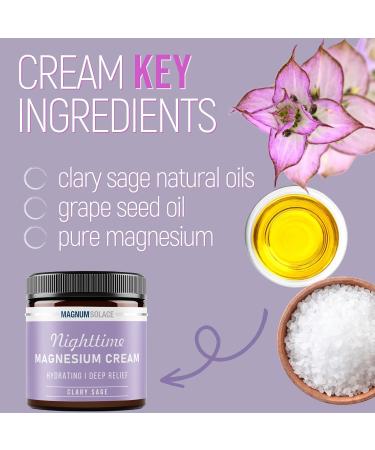 Magnum Solace Magnesium Lotion Nighttime Magnesium Cream Apply to Legs Arms or Chest - Topical Magnesium Chloride USA Made and Safe for Kids (Clary Sage) - Buy Online on GoSupps.com