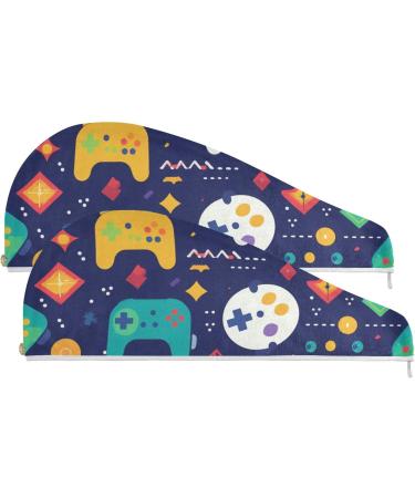 Rainbow Games Console Hair Towel 2 Pack | Super Absorbent Quick Dry Turbans for Women & Girls - Perfect Hair Drying Solution - Buy Online on GoSupps.com