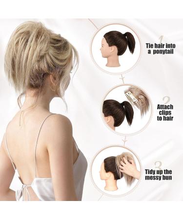 HMD Messy Bun Claw Clip Hair Piece for Women | Wavy Curly Chignon Updo Extension | Tousled Bun Ponytail Scrunchie (27/613) - 1PC - Buy Online on GoSupps.com