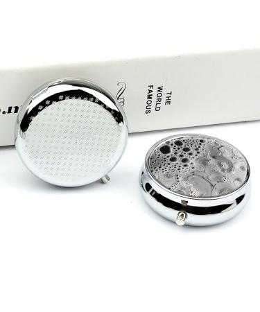 Travel Pill Box | 3 Compartment Portable Pill Organizer | Small Round Medicine Case with Water Drops Design - Buy Online on GoSupps.com