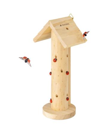Navaris Wooden Ladybird Habitat - Hanging Real Pinewood Flying Insect Bug Lady-Bird Ladybug House Shelter Hotel for the Garden - Insect Hibernation - Buy Online on GoSupps.com