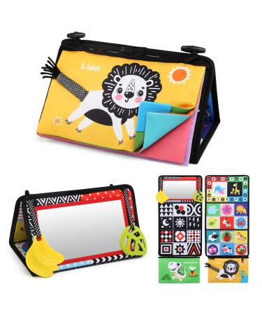 Leadstar Baby mirror with crackling black and white book baby fabric book quiet book picture book with contrast cards contrast pattern children's mirror petual position contrast toys for newborn 0-6 months - Buy Online on GoSupps.com