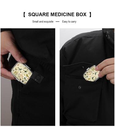Shop Yellow Leaves Chicken Print Pill Box | 2 Compartment Portable Medicine Organizer | Decorative Metal Pill Case for Pocket & Purse - Buy Online on GoSupps.com