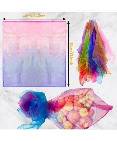 Auriikop Jongliertschen 16-Piece Colorful Chiffon Dance Towels - 60x60cm Multi-Colored Silk Square Scarves for Kids & Decorations - Buy Online on GoSupps.com