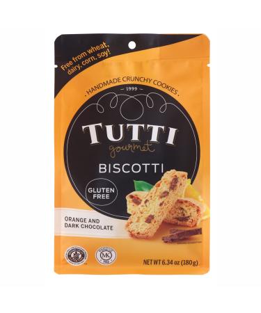 Tutti Gourmet Gluten Free Biscotti Cookie - Orange & Dark Chocolate - 6 x 6.34 oz bags - Gluten Free Snacks - Allergen Friendly – Free From Dairy, Soy, Corn, Wheat. Enjoy the delicate crunch. Orange - Dark Chocolate 6.34 O…