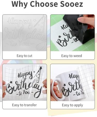 Black Permanent Vinyl - 15 Sheets | Glossy Adhesive | 12x11.8 Inches | for Home Decor & Car Decals | Waterproof & Durable - Buy Online on GoSupps.com