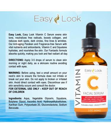 Vitamin C Face Serum - Anti-Aging & Dark Spot Treatment for Even Skin Tone Fine Lines & Wrinkles - 2 Fl Oz - Buy Online on GoSupps.com