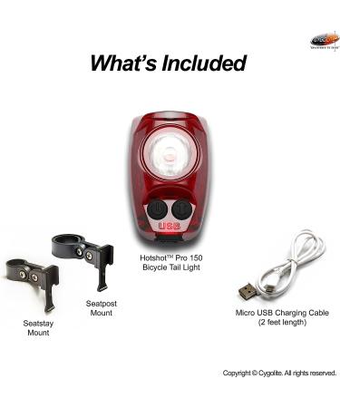 Cygolite Hotshot Pro 150 Lumen Bike Tail Light with 6 Modes | USB Rechargeable & Water Resistant | Ideal for Busy Roads - Buy Online on GoSupps.com