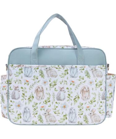 Kamay's Waterproof Mummy Shoulder Bag Diaper Bag - White Grass Rabbit Design | Large, Lightweight, & Chic Tote/Messenger Style with Changing Mat | Adjustable Straps - Ideal for Moms on the Go - Buy Online on GoSupps.com