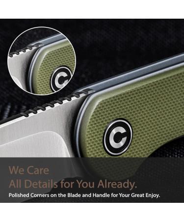 CIVIVI Elementum Folding Pocket Knife - 2.96 D2 Satin Blade, Green G-10 Handles (C907E) - Buy Online on GoSupps.com