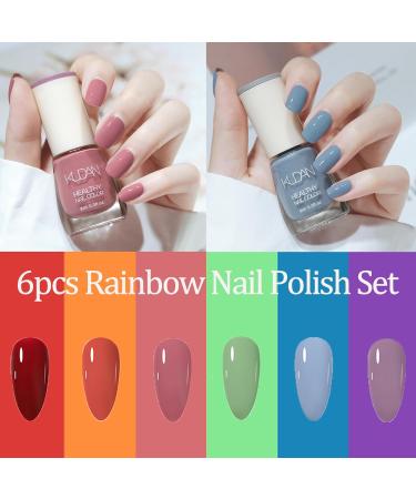 Rainbow Colorful Nail Polish Set - Quick Dry & Long Lasting Nail Varnish - Non-Toxic Water Based Holographic Nail Polish - No Need UV Nail Polish Kit Christmas Gifts for Women Girl (Rainbow Colors) - Buy Online on GoSupps.com