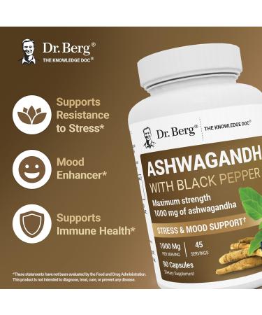 Dr. Berg Ashwagandha Capsules 1000mg - Includes Ashwagandha Root with Black Pepper from Bioperine - Ashwagandha Supplements 90 Capsules - Buy Online on GoSupps.com