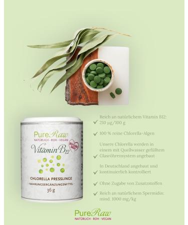 High-Dose Vegan Vitamin B12 Tablets | Cobalamin Complex | Pureeraw 36g | Chlorella | International Shipping from Germany - Buy Online on GoSupps.com
