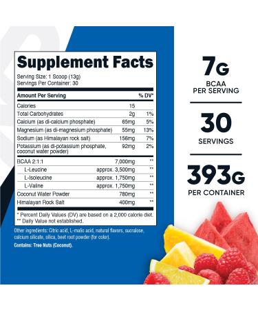 Nutricost BCAA + Hydration Powder (Fruit Punch) - 30 Servings | Gluten-Free Non-GMO Amino Acids & Hydration Complex - Buy Online on GoSupps.com