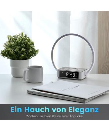 Wilit LED Bedside Lamp with 10W Wireless Charger | Touch Dimmable Light Alarm Clock | 3 Brightness Levels | Gray Night Light for Bedrooms - Buy Online on GoSupps.com