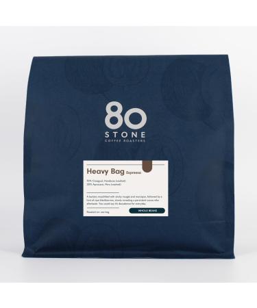 Heavy Bag Espresso 1Kg Coffee Beans - 80 Stone Coffee Roasters - Medium Roast Speciality Grade - Compostable Bag - Fresh Roast Guaranteed