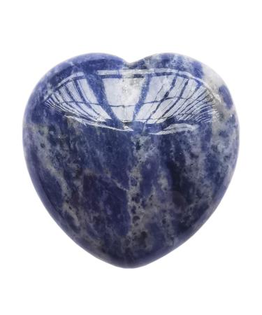 Manekieko Natural Sodalite Palm Worry Carved Heart Love Stone 40mm Crystals and Healing Stones