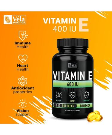 Vitamin E Softgels (400 IU) 240ct - Immune Health & Antioxidant Support - 240 Day Supply - Buy Online on GoSupps.com