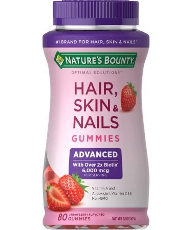 Nature's Bounty Advanced Hair Skin & Nails Gummies Strawberry 80 Gummies