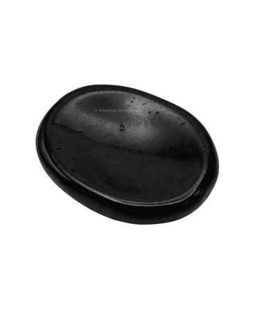 Black Tourmaline Thumb Worry Crystals Healing Stones Rubbing Stone for Anxiety Healing ~ Oval Cabochon Stone ~ Easy to Carry Natural Crystal Pocket Palm Stone