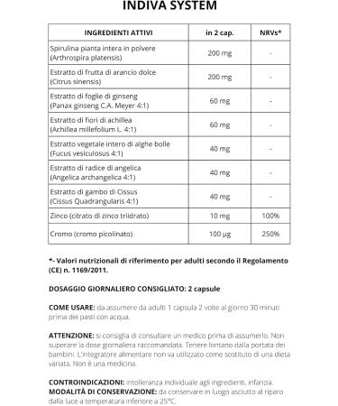 Indiva System Food Supplement 30 Capsules Spirulina and Caffeine - Buy Online on GoSupps.com