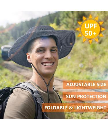 Obling Sun Hat UPF 50 Wide Brim Bucket Hat Safari Boonie Hat - B-grey - Buy Online on GoSupps.com