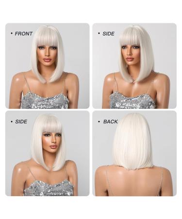 Short White Bob Wig with Bangs for Women | Stylish & Comfortable 3022-1 - International Shipping Available - Buy Online on GoSupps.com