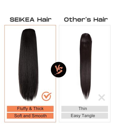 SEIKEA 28 Inch Black Ponytail Extension - Long Straight Fake Pony Tail Hairpiece - Clip-In Heat Resistant Synthetic Hair - 155g (Pack of 1) - Buy Online on GoSupps.com