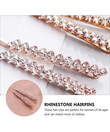 FRCOLOR 2 Pairs Rhinestone Bobby Pin Bling Crystal Metal Hair Clips Sparkly Hairpins Hair Accessories for Lady Women Girls Rose Gold - Buy Online on GoSupps.com