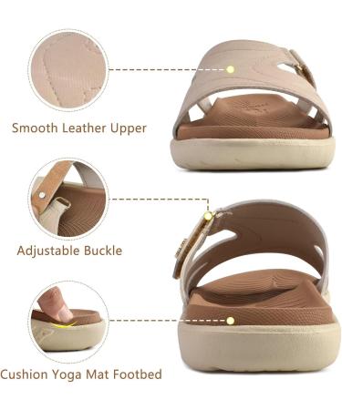 Kuailu Flip Flops for Women - Orthopedic Fashion Sandals with Arch Support | Adjustable Open Toe | Lightweight Slipproof Bath Sandals in White Beige (41 EU) - Buy Online on GoSupps.com
