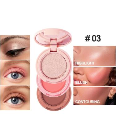 RoseFlower 3-in-1 Highlighting Blush & Contouring Makeup Palette Gift Set | Ultra-Fine Powder for All Skin Types | Portable Concealer Palette for Women & Girls - Buy Online on GoSupps.com